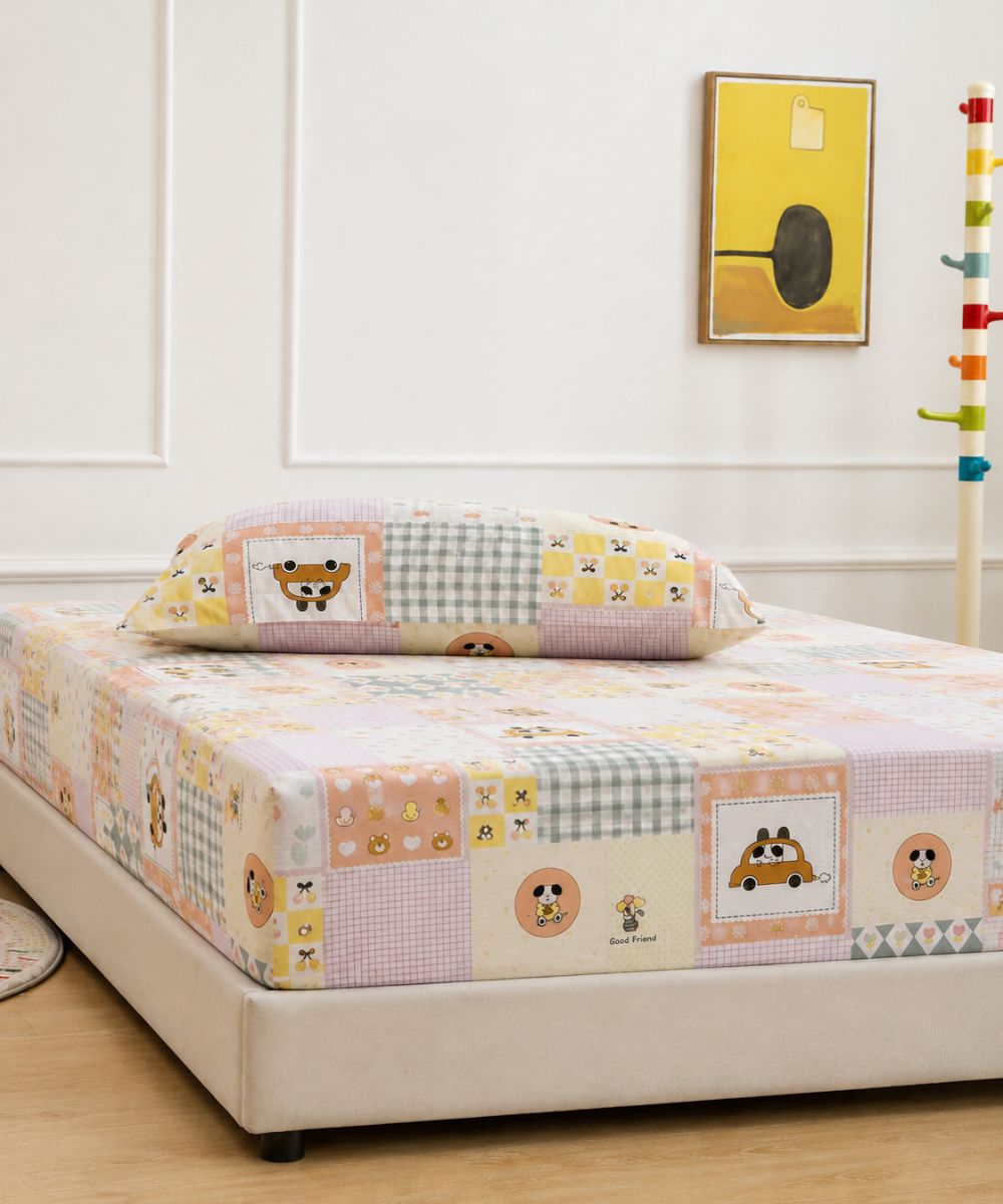 Sweet Bear Dreams Kids Bedsheet With Pillow Covers