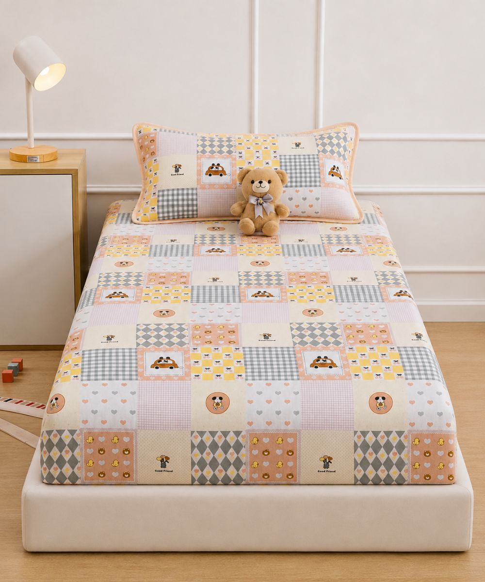 Sweet Bear Dreams Kids Bedsheet With Pillow Covers