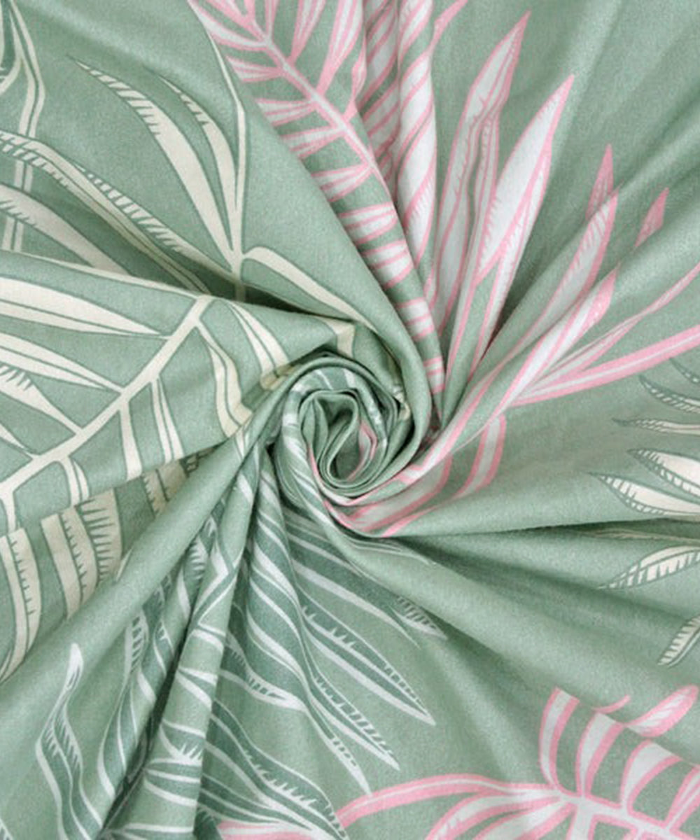 Green Leaves Flat Bedsheet With Pillow Covers