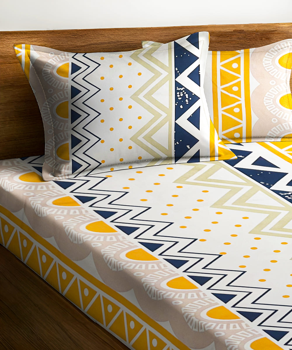 ZigZag Serenity Queen Fitted Bedsheet With 2 Pillow Covers