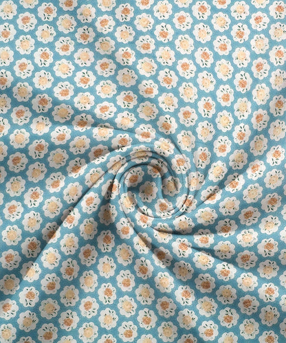 Teal Garden Flat Double Bedsheet With 2 Pillow Covers