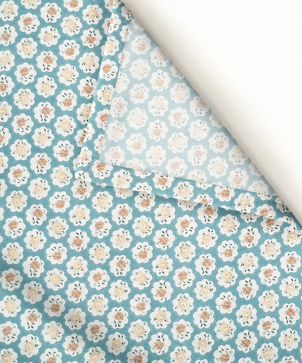Teal Garden Flat Double Bedsheet With 2 Pillow Covers