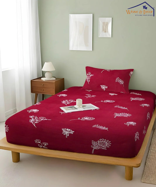 Ruby Floral  Flat Bedsheet With Pillow Covers