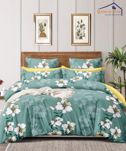 Green Floral Comforter Set with Bedsheet