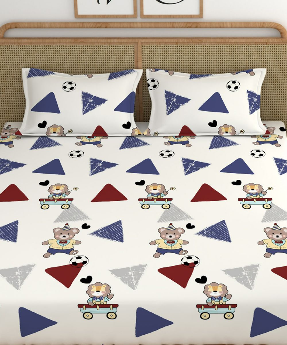 Teddy Football Fitted Bedsheet With Pillow Cover