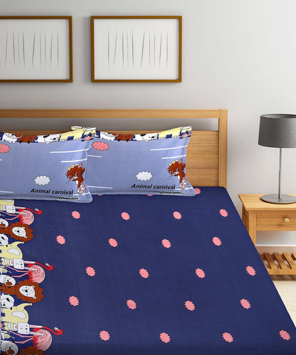 Animal Cartoon Fitted Bedsheet With Pillow Cover