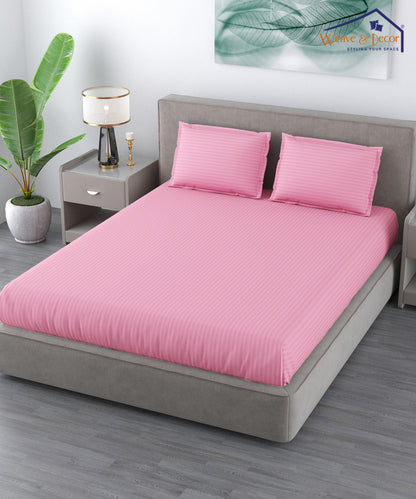 Pink Fitted Bedsheet With Pillow Cover