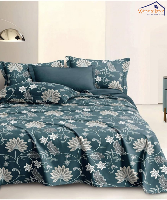 Emerald Petal King Size Bedsheet With 2 Pillow Cover