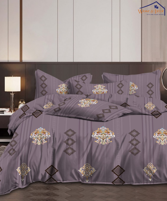 Ornate Mauve Flat Bedsheet With Pillow Covers