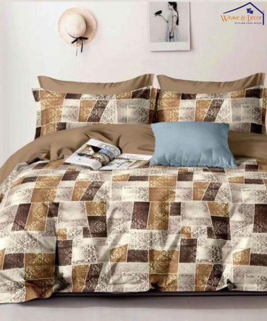 Rustic Patchwork Flat Bedsheet With Pillow Covers