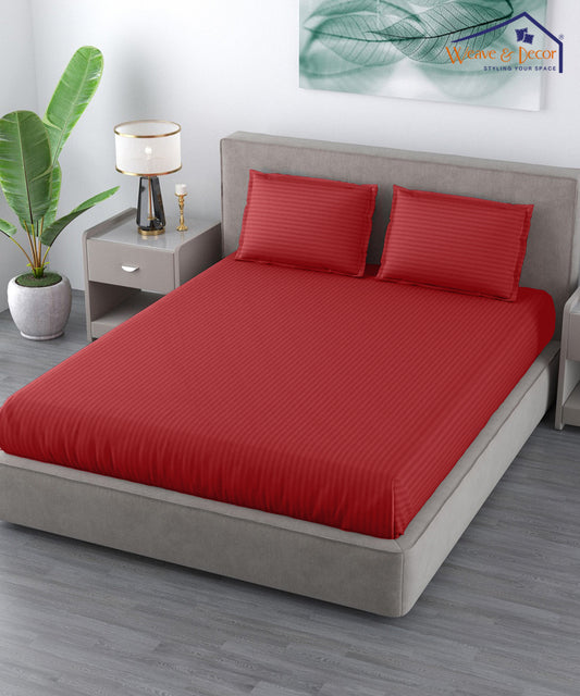 Red Fitted Bedsheet With Pillow Cover