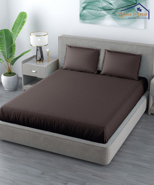 Brown Fitted Bedsheet With Pillow Cover