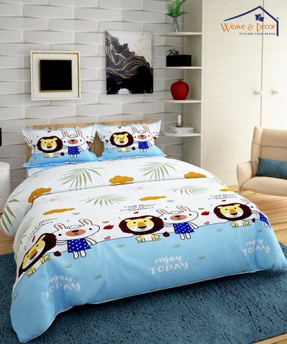 Lion & Bunny Buddies Cartoon 350GSM All Weather Comforter