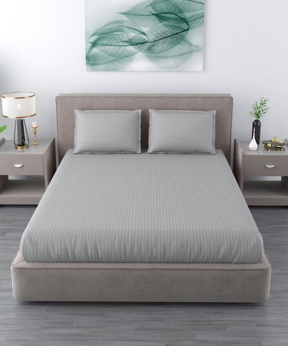 Light Grey Fitted Bedsheet With Pillow Cover