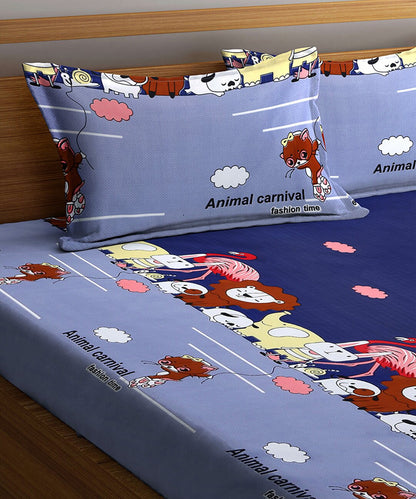 Animal Cartoon Fitted Bedsheet With Pillow Cover