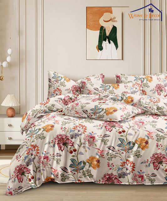 Blossom Medley Fitted Bedsheet With Pillow Cover