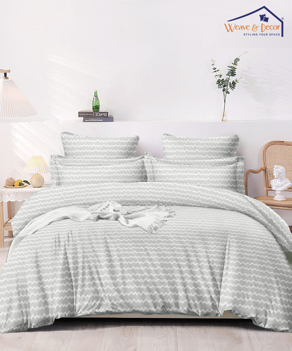 Zigzag Flat Double Bedsheet With 2 Pillow Covers