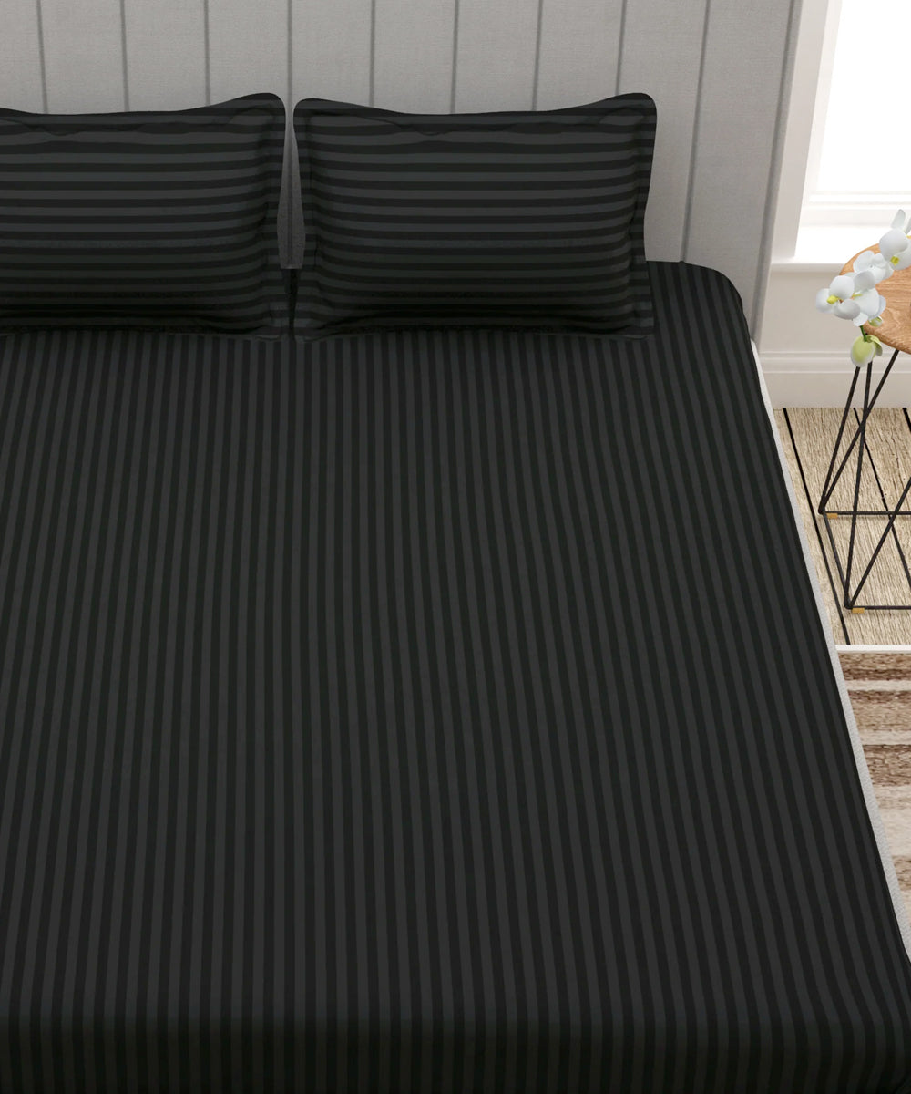 Charcoal Fitted Bedsheet With Pillow Cover