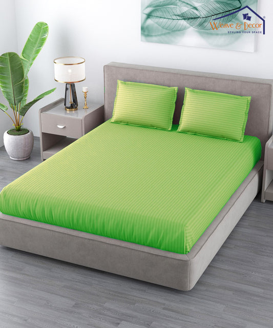 Green Fitted Bedsheet With Pillow Cover