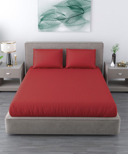 Red Fitted Bedsheet With Pillow Cover