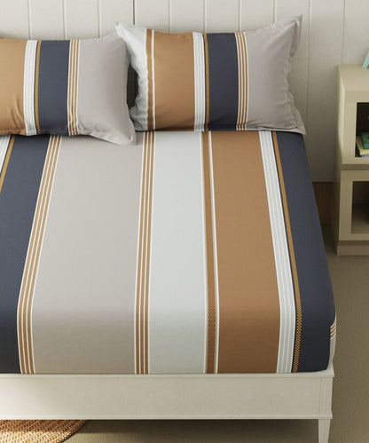 Multicolor Lines Single Fitted Bedsheet With 1 Pillow Cover