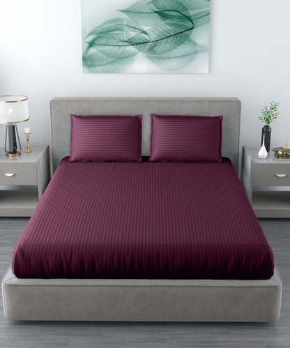 Wine Fitted Bedsheet With Pillow Cover