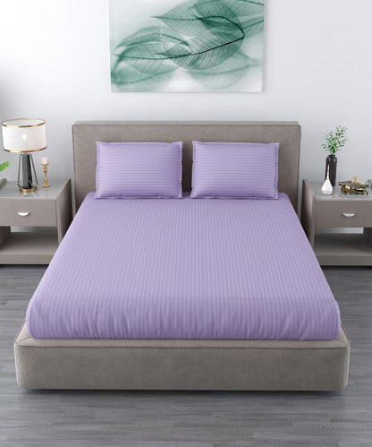 Lavender Fitted Bedsheet With Pillow Cover