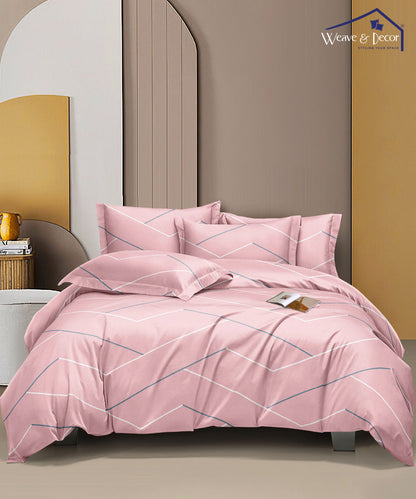 Pink Lines  Fitted Bedsheet With Pillow Cover