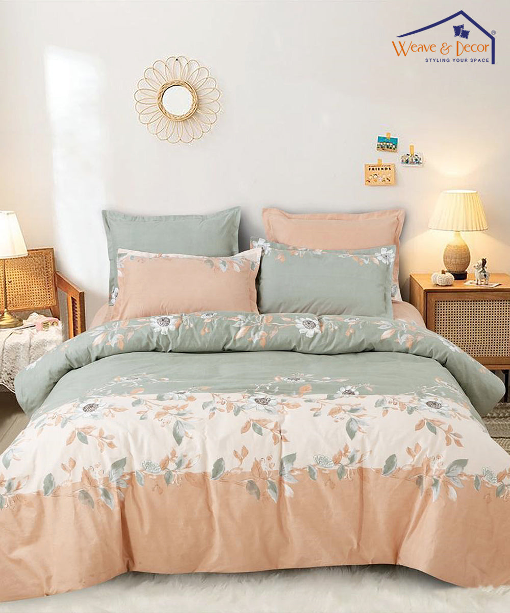 Peach Blossom Fitted Bedsheet With Pillow Cover