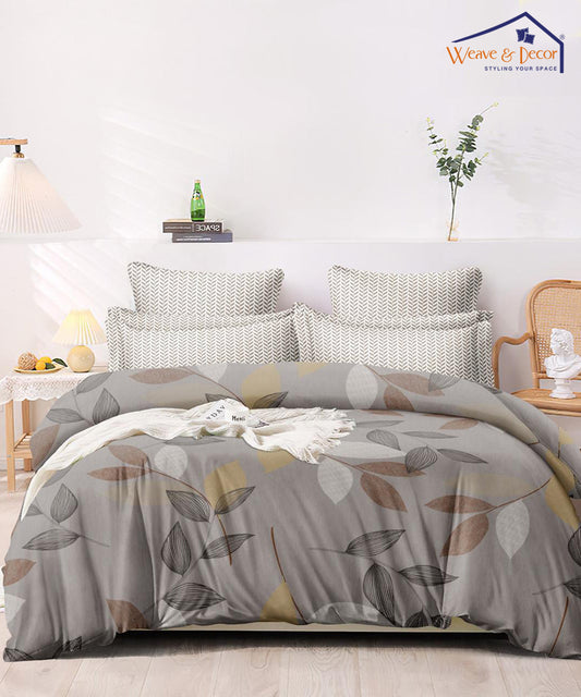 Autumn Leaves Flat Double Bedsheet With 2 Pillow Covers