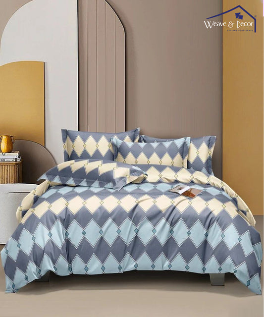 Multi Rhombus  Queen Fitted Bedsheet With 2 Pillow Covers