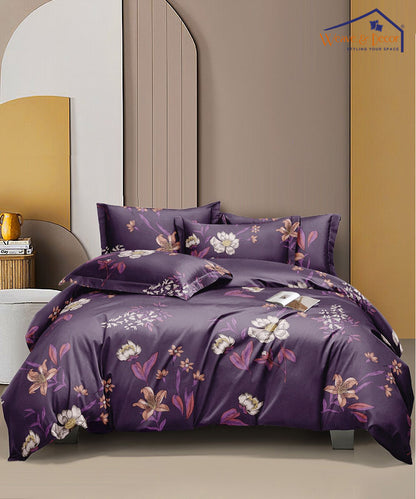 Midnight Blossom Flat Double Bedsheet With 2 Pillow Covers