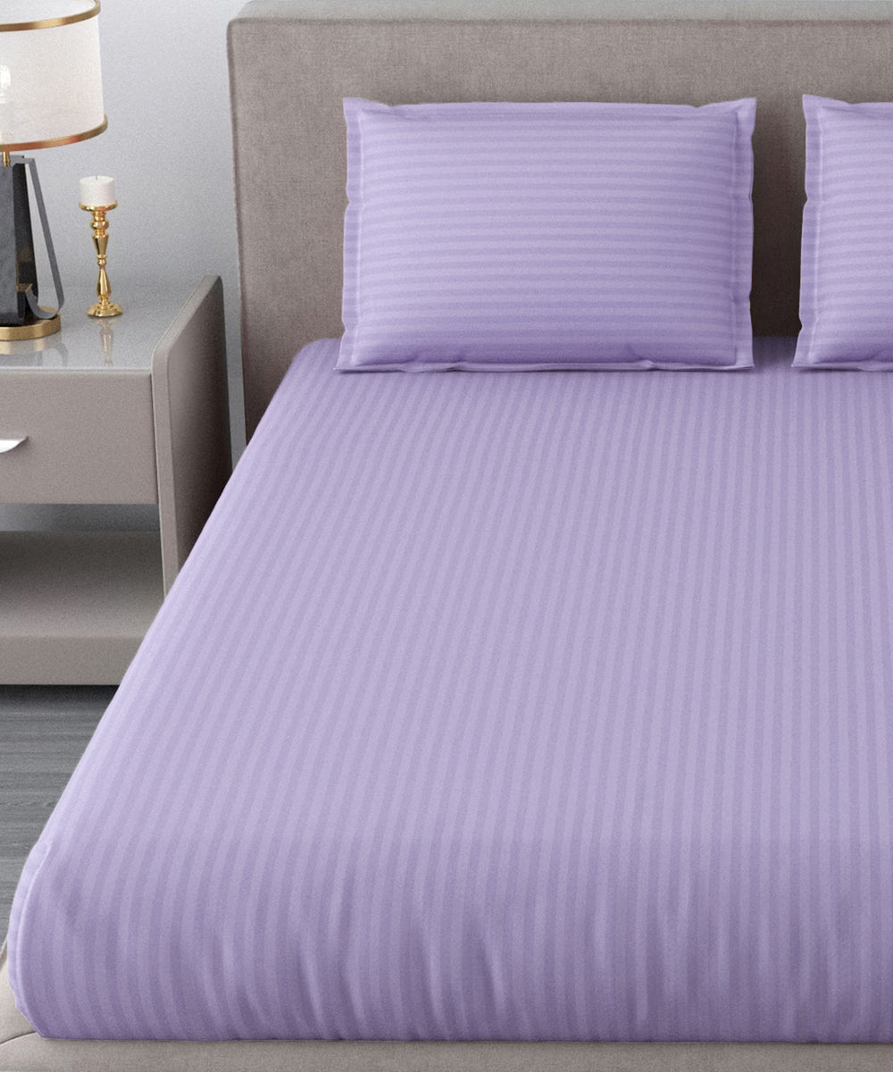 Lavender Fitted Bedsheet With Pillow Cover