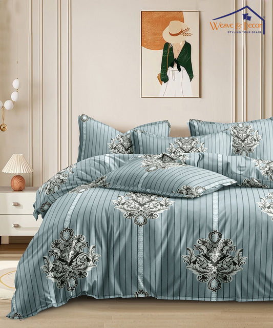 Classic Striped Flat Double Bedsheet With 2 Pillow Covers