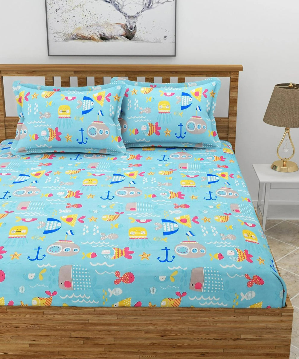 Life in Sea Fitted Bedsheet With Pillow Cover