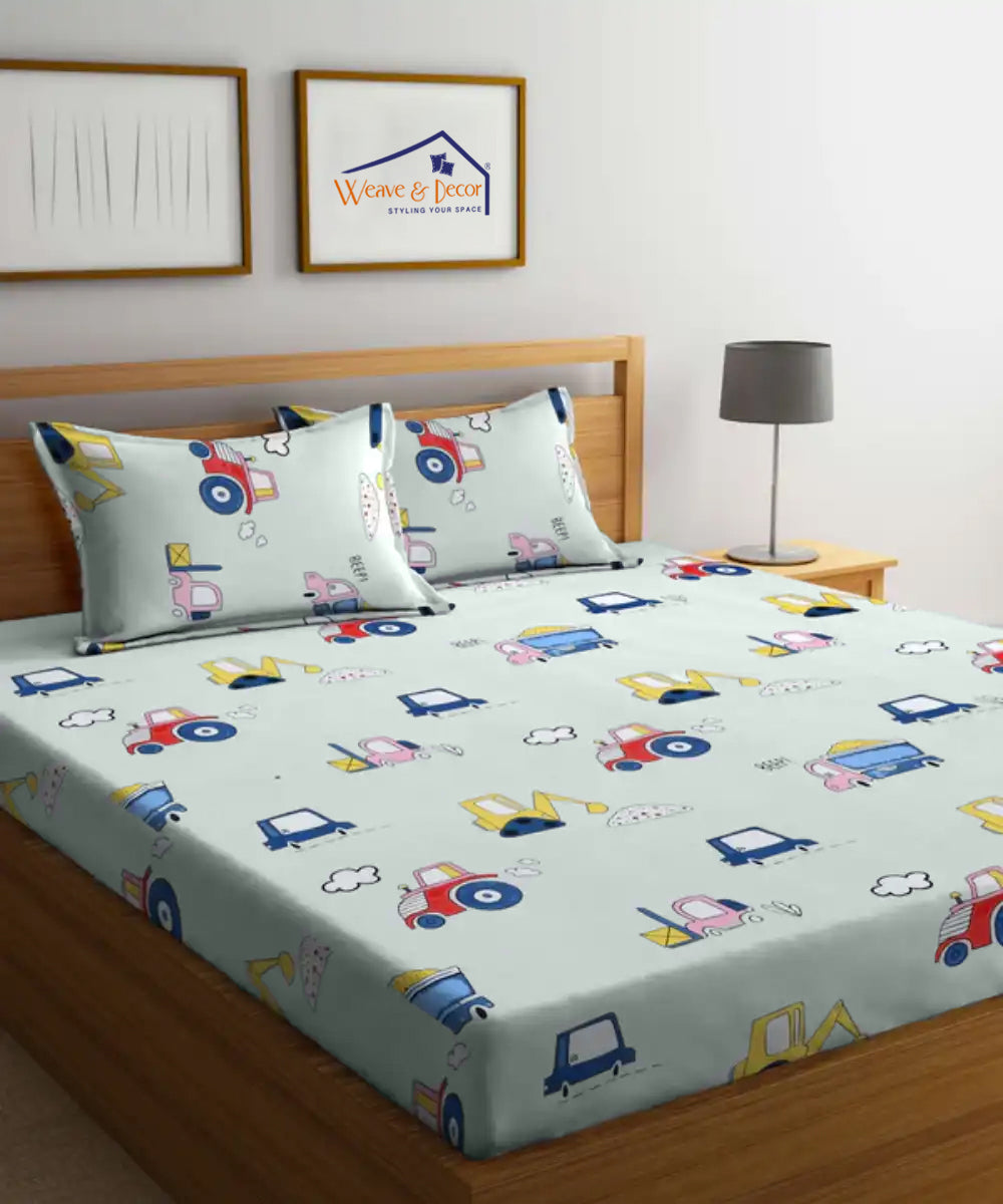 Wheels on the Go Fitted Bedsheet With Pillow Cover