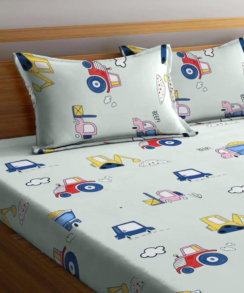 Wheels on the Go Fitted Bedsheet With Pillow Cover