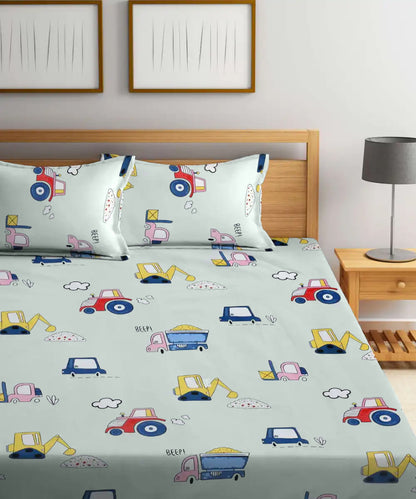 Wheels on the Go Fitted Bedsheet With Pillow Cover