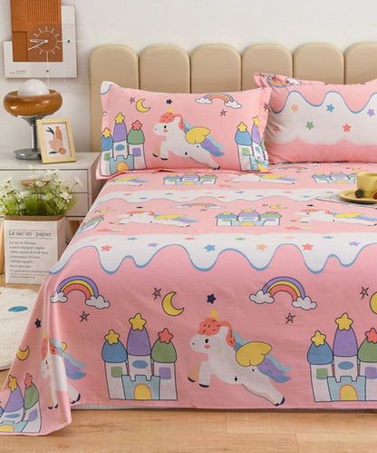 Unicorn WonderLand Flat Double Bedsheet With 2 Pillow Cover