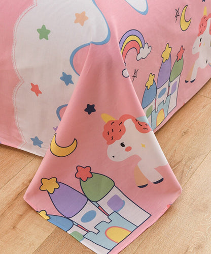 Unicorn WonderLand Flat Double Bedsheet With 2 Pillow Cover