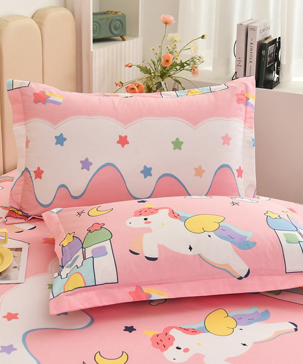 Unicorn WonderLand Flat Double Bedsheet With 2 Pillow Cover