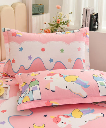 Unicorn WonderLand Flat Double Bedsheet With 2 Pillow Cover