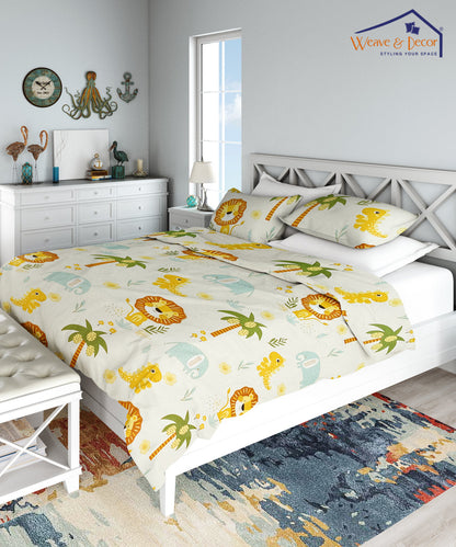 Wild Adventures Kids Bedsheet  With Pillow Cover