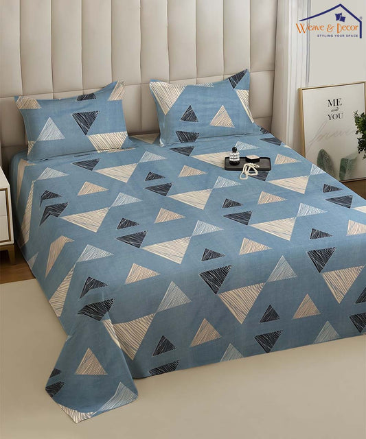 Blue Matrix   Flat Bedsheet With Pillow Covers