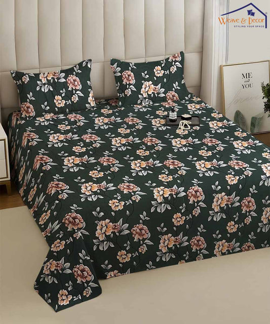 Botanical Noir Flat Bedsheet With Pillow Covers