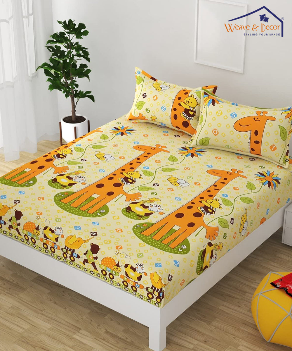 Giraffe Carnival Fitted Bedsheet With Pillow Cover