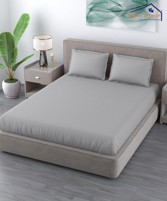 Light Grey Queen Fitted Bedsheet With 2 Pillow Covers