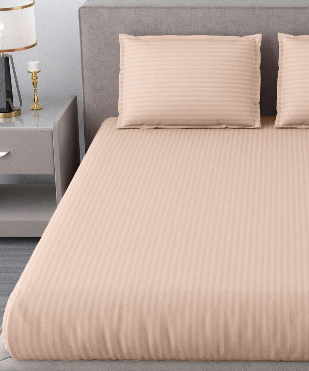 Cream King fitted Bedsheet With 2 Pillow Covers