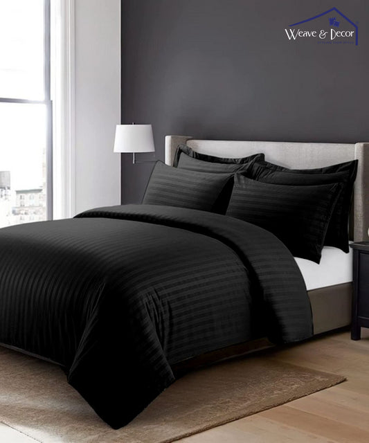 Charcoal Satin Stripe Quilt / Blanket / Razai / Duvet Covers
