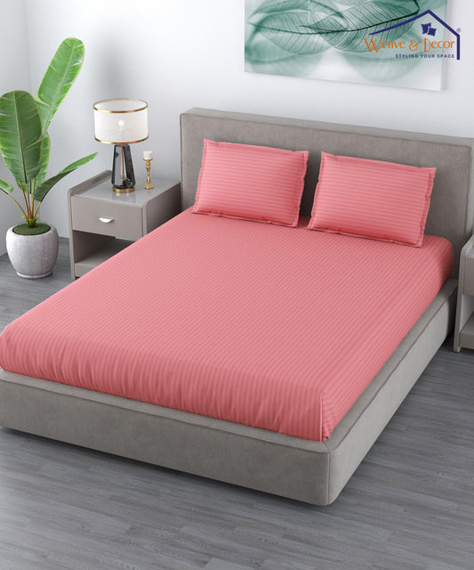 Coral King Fitted Bedsheet With 2 Pillow Covers